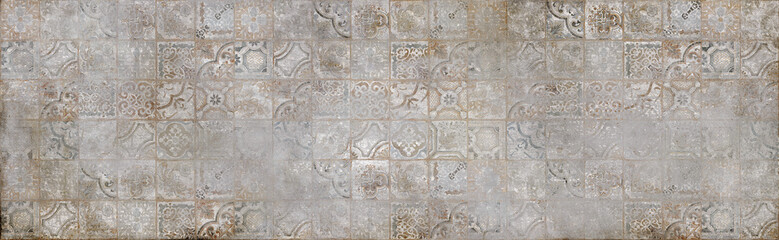 old cement texture and retro tiles background, Vintage backdrop