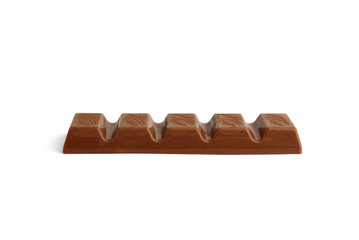 Chocolate pieces with milk filling isolated on white background.