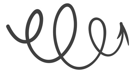 Curly arrow. Twisted rotating motion doodle symbol