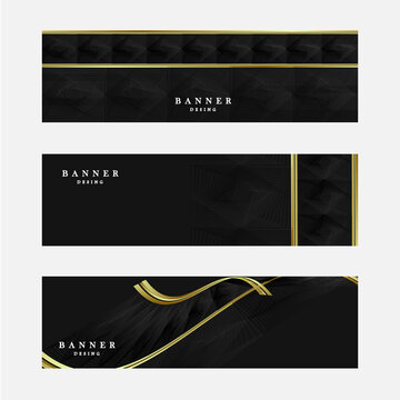 Set Of Luxury Black Gold Banner Design