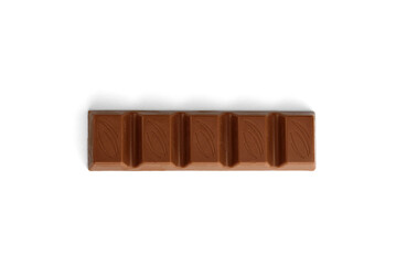 Chocolate pieces with milk filling isolated on white background.