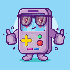funny portable video game character mascot with thumb up hand gesture isolated cartoon in flat style design © werezu