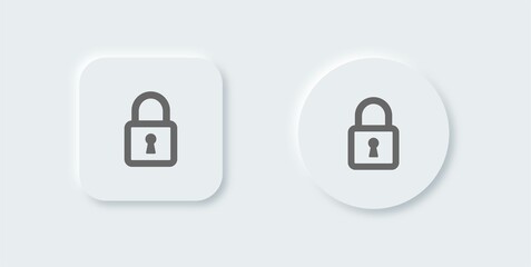 Locked line icon in neomorphic design style. Padlock vector icon.