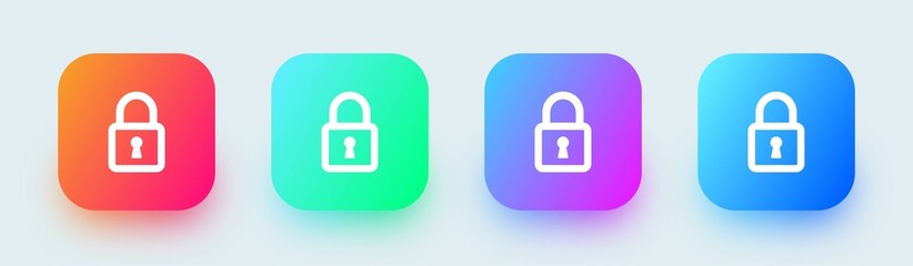 Locked line icon in square gradient style. Padlock vector icon.