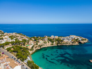Naklejka na ściany i meble Port of Porto Cristo in Mallorca, Drone Photo