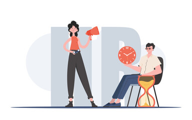 A man and a woman are looking for staff. Human resource. Element for presentations.