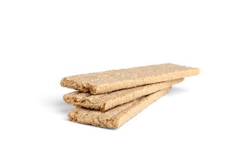 Crunchy rye crispbreads isolated on white background.