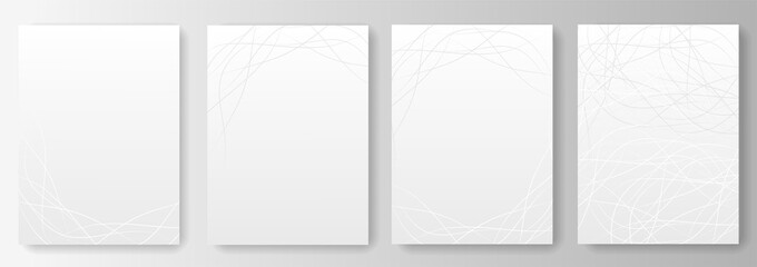 Collection of white gray backgrounds with abstract lines waves