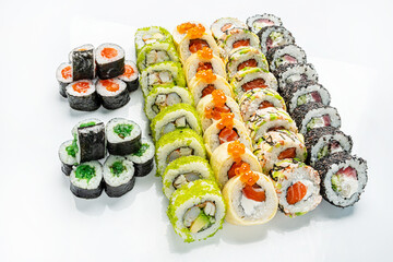 sushi set on the white background