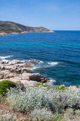 Vue sur la pointe et le phare de la presqu'île de la Revellata, Calvi, Balagne, Corse - 511479189