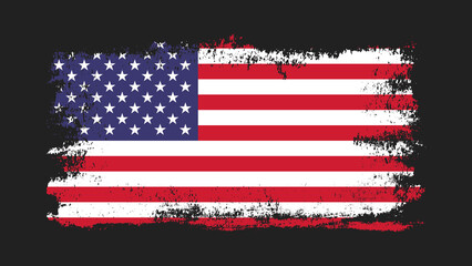 Grunge USA flag. Isolated on black background. Vector illustration