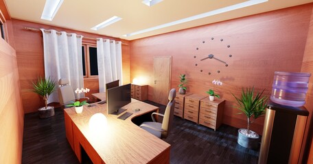 Realistic 3D Render of Office Interior