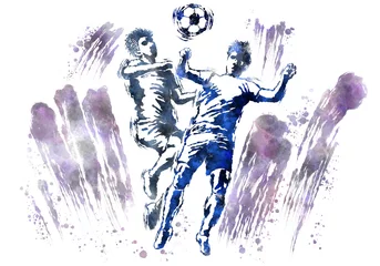 Poster A soccer player and a soccer ball painted with watercolor splash effect © LAON