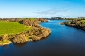 Aerial view of Spring quoile river, Downpatrick, Northern Ireland