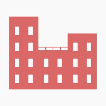 apartment building hotel housing shape red icon vector flat illustration