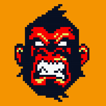 Mongkey Gorilla Head Pixel Art