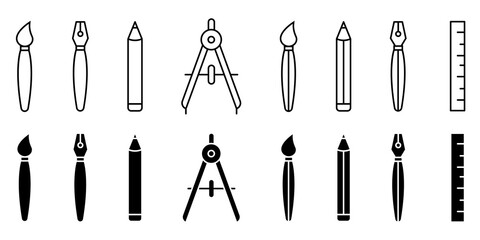 Art Tools Icons Set. Stock Vector 
