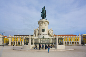 Monument to King José I on Commerce Square (Praca do Comercio) in Lisbon, Portugal