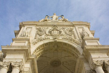 Fototapeta na wymiar Triumphal Augusta Arch at Praca do Comercio (Commerce Square) in Lisbon