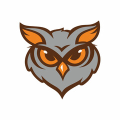 owl stares illustration logo design