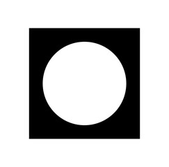 white dot on black square. Round and square icon.