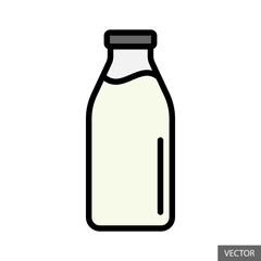 Milk bottle vector icon in flat style design for website design, app, UI, isolated on white background. Vector illustration.