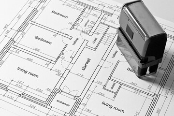 Residential building project - concept macro photography of prin