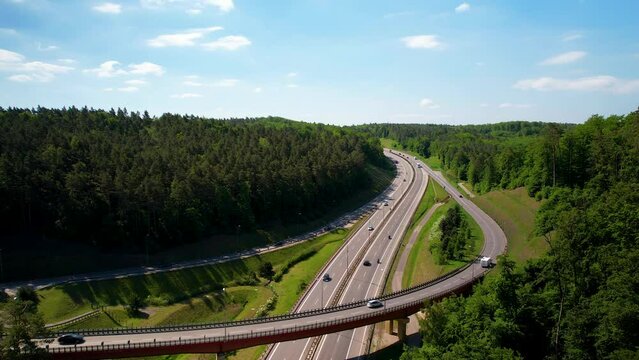 Vehicles Driving Through Expressway S6 And European Route E28 In Gdynia, Poland. - aerial