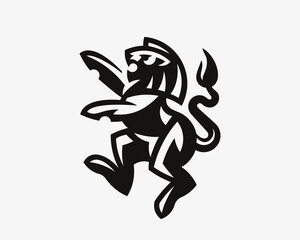 Lion modern logo, heraldic emblem design editable for your business. Lion vector illustration.