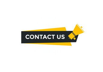 Contact us button. Contact us text web template. Sign icon banner
