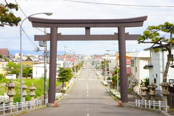 Torii Gate of Hakodate Hachimangu in Hakodate, Hokkaido, Japan - 日本 北海道 函館八幡宮 鳥居	