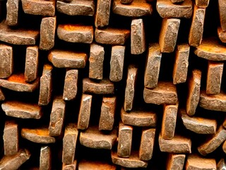 rusty rectangular steel bars in shades of brown