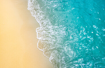 Wave bay beach with blue soft water, beautiful sandy beach and soft blue sea waves,blue sea water...