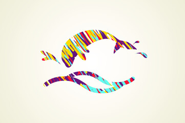 Colorful dolphin whale
