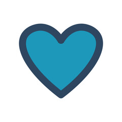 Vector retro heart. Blue herat with outline. Cute symbol. Love.