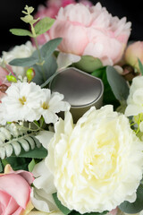 Surprised ox hide in a bouquet