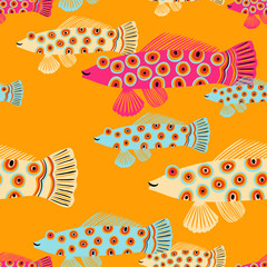 Bright seamless pattern with colorful fish - 511492370