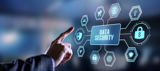 Internet, business, Technology and network concept. Cyber security data protection business technology privacy concept. Virtual button.