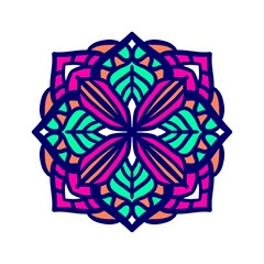 Flower Mandala. Vintage decorative elements. Oriental pattern, tribal ornaments illustration. Islam, Arabic, Indian, turkish, Coloring book page