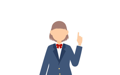 女子生徒、ブレザーの制服、指さししてアドバイスする