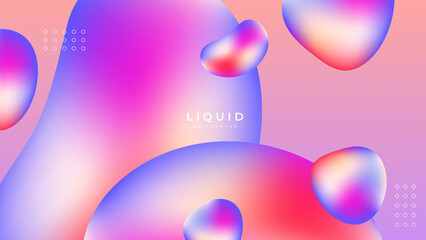 Modern colorful vivid vibrant gradient liquid fluid abstract background with blob shapes
