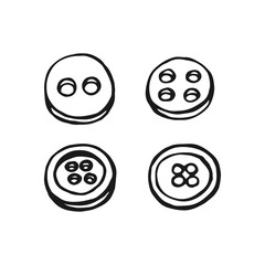 Set of button for sewing. Hand drawn illustration converted to vector.