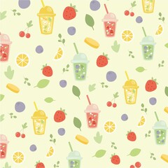 beautiful and bright summer background. summer cocktails, berries and fruits. stickers or wallpapers. summer fresh colors