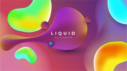 Modern colorful vivid vibrant gradient liquid fluid abstract background with blob shapes