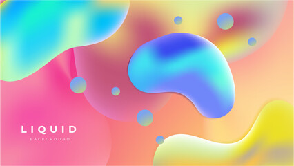 Modern colorful vivid vibrant gradient liquid fluid abstract background with blob shapes