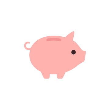 Cute cartoon piggy bank simple flat icon. Vector illustration isolated on white background