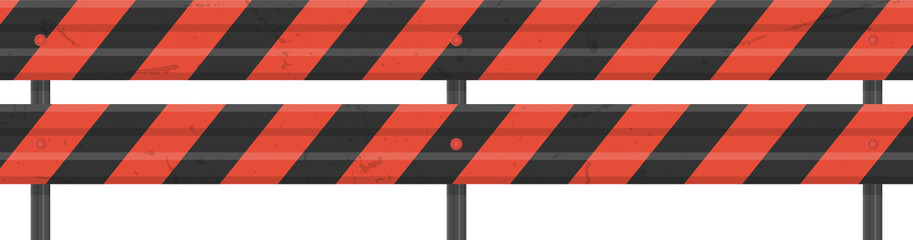 Road guardrail, highway steel barrier vector illustration