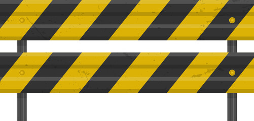 Road guardrail, highway steel barrier vector illustration