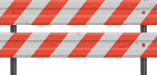 Road guardrail, highway steel barrier vector illustration