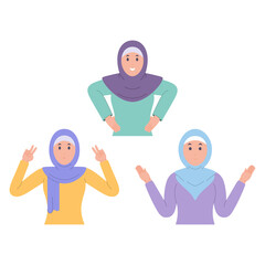 Muslim women group flat design